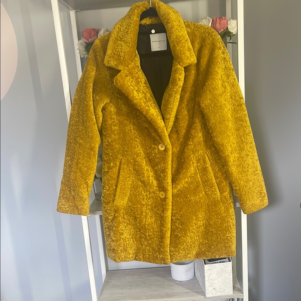 Yellow Faux Fur Coat